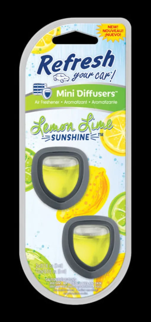 Refresh Your Car! Lemon Lime Sunshine Scent Mini Car Diffuser 0.7 oz Liquid