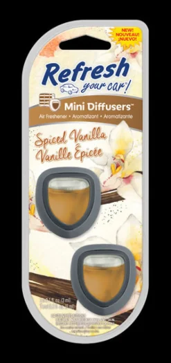 Refresh Your Car Mini Diffusers Spiced Vanilla Scent Mini Car Diffuser 0.2 oz Liquid 2 pk