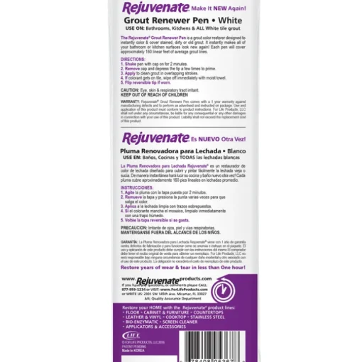Rejuvenate Indoor Non Toxic White Grout Restorer Marker Pens 160 Linear ft. Coverage