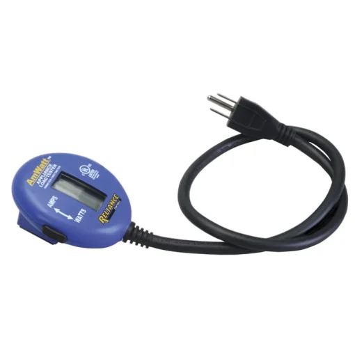 Reliance Blue Rugged Ammeter/Wattmeter Test Range Digital Appliance Load Tester with 26 L in. Cord
