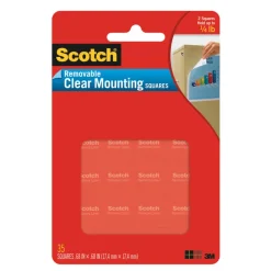 Removable Mounting Squares, Clear, 11/16-In., 35-Pk.