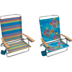 Rio Brands 5 position Adjustable Assorted Beach Folding Chair (Pack of 4)