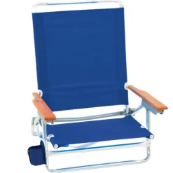 Rio Brands 5 position Adjustable Blue Beach Folding Chair (Pack of 4)