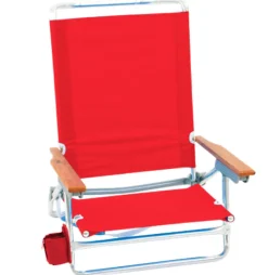 Rio Brands 5 position Adjustable Red Beach Folding Chair (Pack of 4)