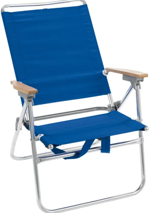 Rio Brands Hiboy Silver Frame Blue Seat 5-Position Beach Chair 250 lbs. Load Capacity (Pack of 4)