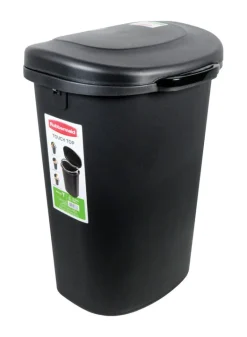 Rubbermaid 13 gal. Black Touch Top Wastebasket (Pack of 4)