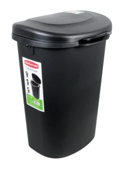 Rubbermaid 13 gal. Black Touch Top Wastebasket (Pack of 4)