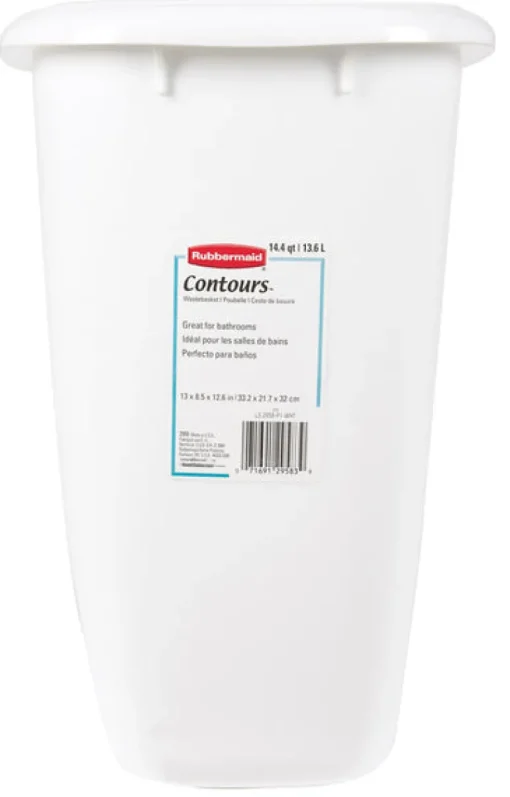 Rubbermaid 3.5 gal. White Open Top Wastebasket (Pack of 6)