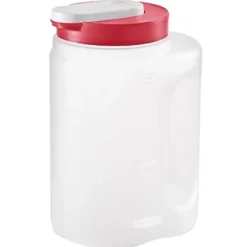 Rubbermaid Clear Plastic Round Mixing Bottle 2 qt. Capacity with Red Lid