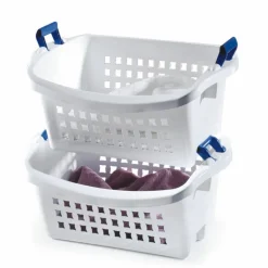Rubbermaid FG292800WHT White Stack'n Sort Laundry Basket (Pack of 6)