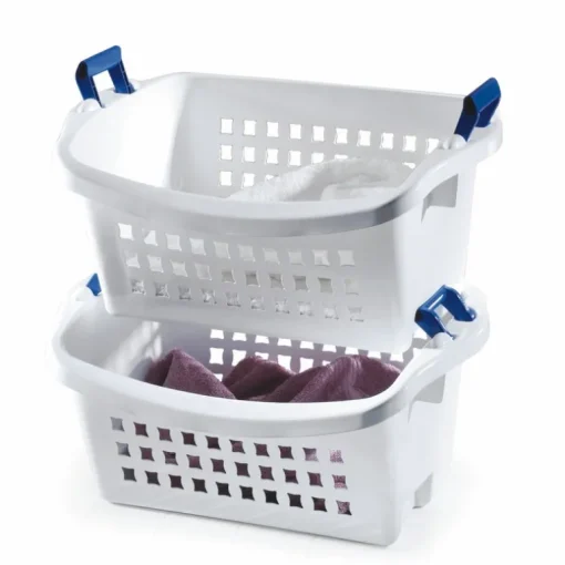 Rubbermaid FG292800WHT White Stack'n Sort Laundry Basket (Pack of 6)