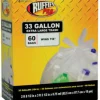 Ruffies Pro 1124909 33 Gallon Clear X-Large Trash Bags 60 Count (Pack Of 6)
