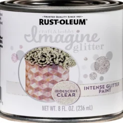 Rust-Oleum Imagine Glitter Iridescent Clear Water-Based Glitter Paint Interior 50 g/L 8 oz (Pack of 4)