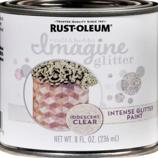 Rust-Oleum Imagine Glitter Iridescent Clear Water-Based Glitter Paint Interior 50 g/L 8 oz (Pack of 4)