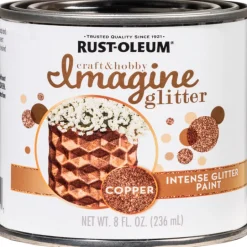 Rust-Oleum Imagine Glitter Copper Water-Based Glitter Paint Interior 50 g/L 8 oz (Pack of 4)