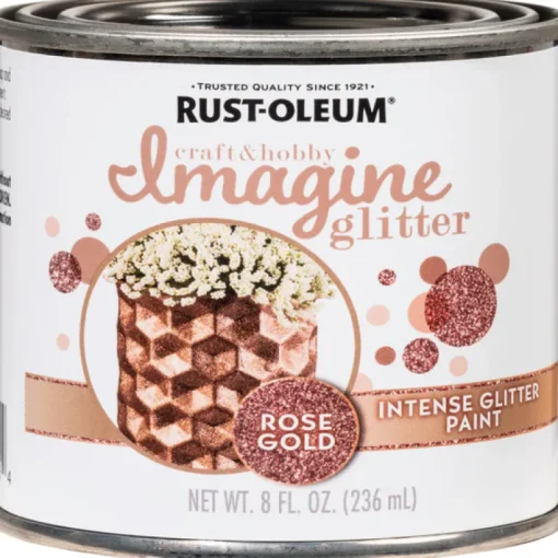 Rust-Oleum Imagine Glitter Rose Gold Water-Based Glitter Paint Interior 50 g/L 8 oz (Pack of 4)