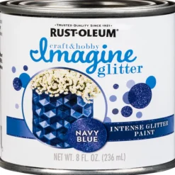 Rust-Oleum Imagine Glitter Navy Blue Water-Based Glitter Paint Interior 50 g/L 8 oz (Pack of 4)