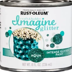 Rust-Oleum Imagine Glitter Aqua Water-Based Glitter Paint Interior 50 g/L 8 oz (Pack of 4)