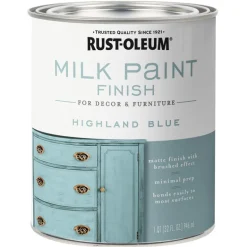 Rust-Oleum Matte Highland Blue Water-Based Acrylic Milk Paint 1 qt (Pack of 2).