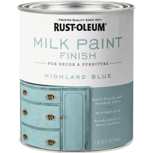Rust-Oleum Matte Highland Blue Water-Based Acrylic Milk Paint 1 qt (Pack of 2).