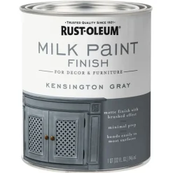 Rust-Oleum Matte Kensington Gray Water-Based Acrylic Milk Paint 1 qt (Pack of 2).