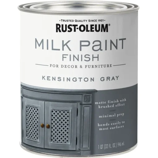 Rust-Oleum Matte Kensington Gray Water-Based Acrylic Milk Paint 1 qt (Pack of 2).
