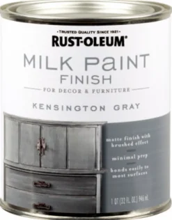 Rust-Oleum Matte Kensington Gray Water-Based Acrylic Milk Paint 1 qt (Pack of 2).