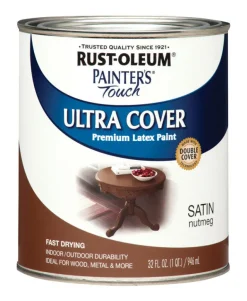 Rust-Oleum Painters Touch Satin Nutmeg Water-Based Ultra Cover Paint Exterior and Interior 1 qt (Pack of 2).
