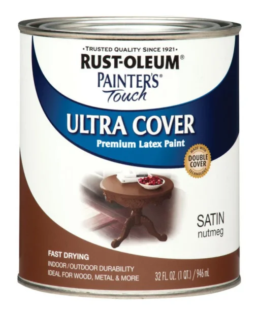 Rust-Oleum Painters Touch Satin Nutmeg Water-Based Ultra Cover Paint Exterior and Interior 1 qt (Pack of 2).