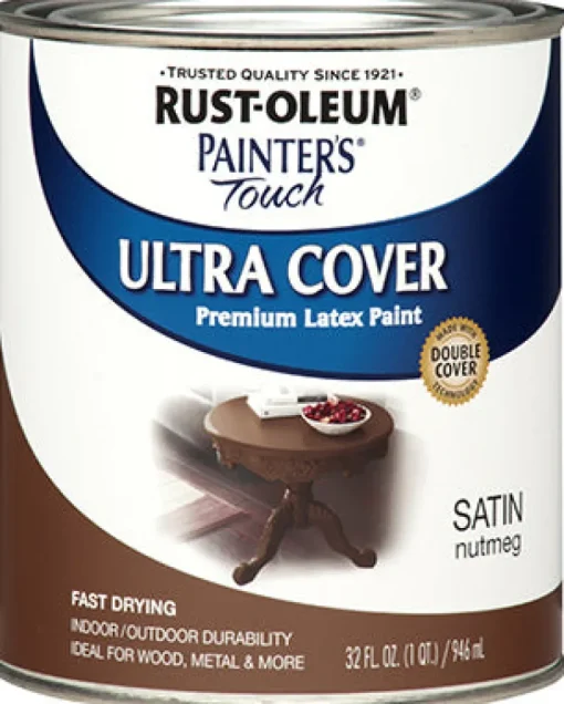 Rust-Oleum Painters Touch Satin Nutmeg Water-Based Ultra Cover Paint Exterior and Interior 1 qt (Pack of 2).