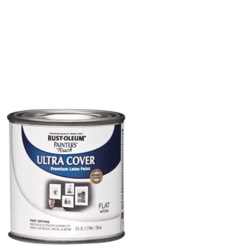 Rust-Oleum Painters Touch Flat White Ultra Cover Paint Indoor and Outdoor 190 g/L 0.5 pt.