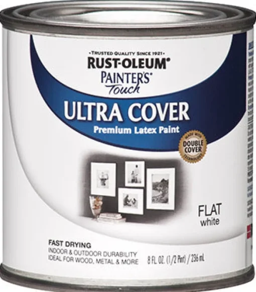 Rust-Oleum Painters Touch Flat White Ultra Cover Paint Indoor and Outdoor 190 g/L 0.5 pt.