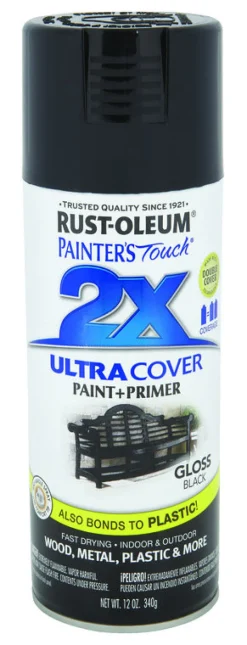Rust-Oleum Painter's Touch Ultra Cover Gloss Black Spray Paint 12 oz. (Pack of 6)