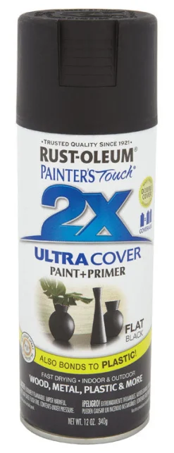 Rust-Oleum Painter's Touch Ultra Cover Flat Black Spray Paint 12 oz. (Pack of 6)
