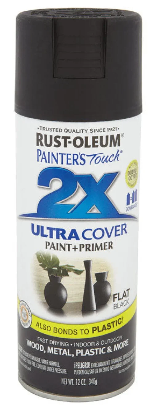 Rust-Oleum Painter's Touch Ultra Cover Flat Black Spray Paint 12 oz. (Pack of 6)