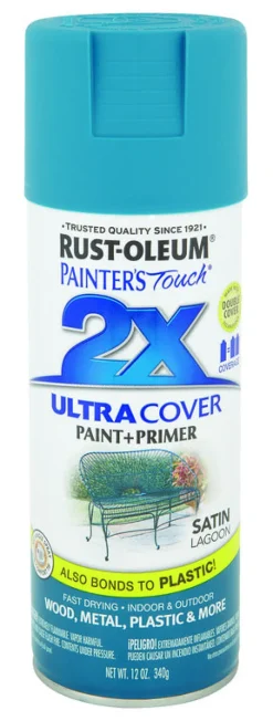 Rust-Oleum Painter's Touch Ultra Cover Satin Lagoon Spray Paint 12 oz. (Pack of 6)