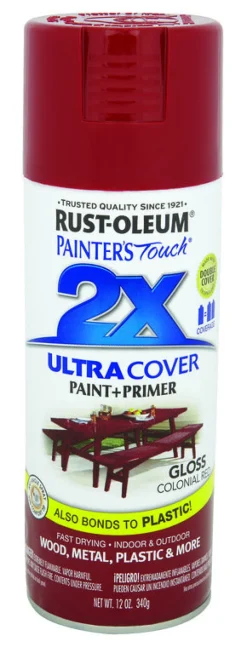 Rust-Oleum Painter's Touch Ultra Cover Gloss Colonial Red Spray Paint 12 oz. (Pack of 6)