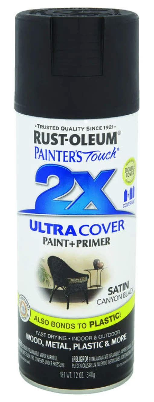 Rust-Oleum Painter's Touch Ultra Cover Satin Canyon Black Spray Paint 12 oz. (Pack of 6)