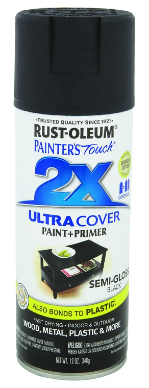 Rust-Oleum Painters Touch Ultra Cover Semi-Gloss Black Spray Paint 12 oz. (Pack of 6)