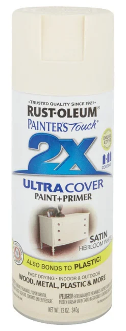 Rust-Oleum Painter's Touch Ultra Cover Satin Heirloom White Spray Paint 12 oz. (Pack of 6)