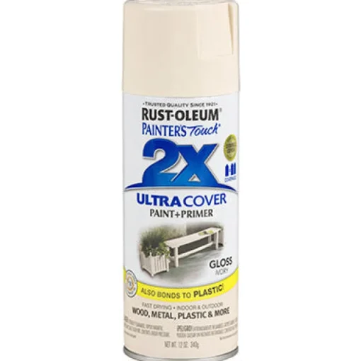 Rust-Oleum Painter's Touch Ultra Cover Gloss Ivory Spray Paint 12 oz. (Pack of 6)