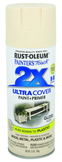 Rust-Oleum Painter's Touch Ultra Cover Gloss Ivory Spray Paint 12 oz. (Pack of 6)