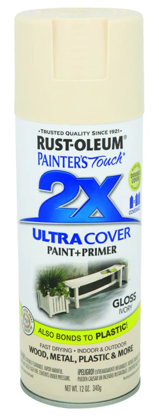 Rust-Oleum Painter's Touch Ultra Cover Gloss Ivory Spray Paint 12 oz. (Pack of 6)