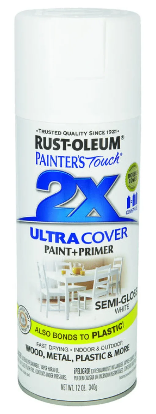 Rust-Oleum Painters Touch Ultra Cover Semi-Gloss White Spray Paint 12 oz. (Pack of 6)