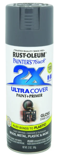 Rust-Oleum Painter's Touch Ultra Cover Gloss Dark Gray Spray Paint 12 oz. (Pack of 6)