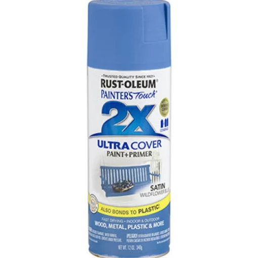 Rust-Oleum Painter's Touch Ultra Cover Satin Wildflower Blue Spray Paint 12 oz. (Pack of 6)
