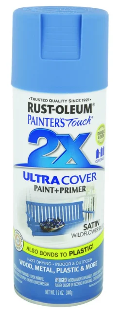 Rust-Oleum Painter's Touch Ultra Cover Satin Wildflower Blue Spray Paint 12 oz. (Pack of 6)
