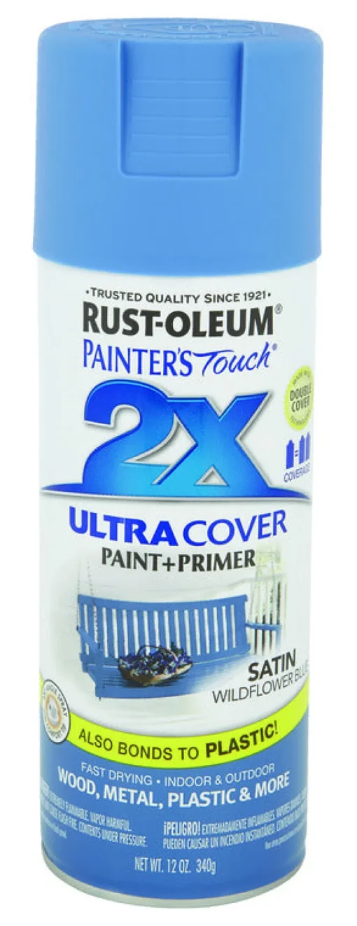 Rust-Oleum Painter's Touch Ultra Cover Satin Wildflower Blue Spray Paint 12 oz. (Pack of 6)