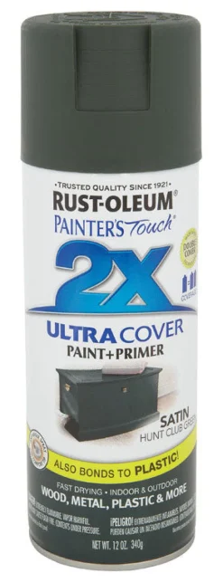 Rust-Oleum Painter's Touch Ultra Cover Satin Hunt Club Green Spray Paint 12 oz. (Pack of 6)