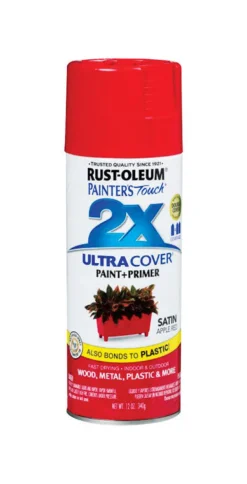 Rust-Oleum Painter's Touch 2X Ultra Cover Satin Apple Red Spray Paint 12 oz. (Pack of 6)